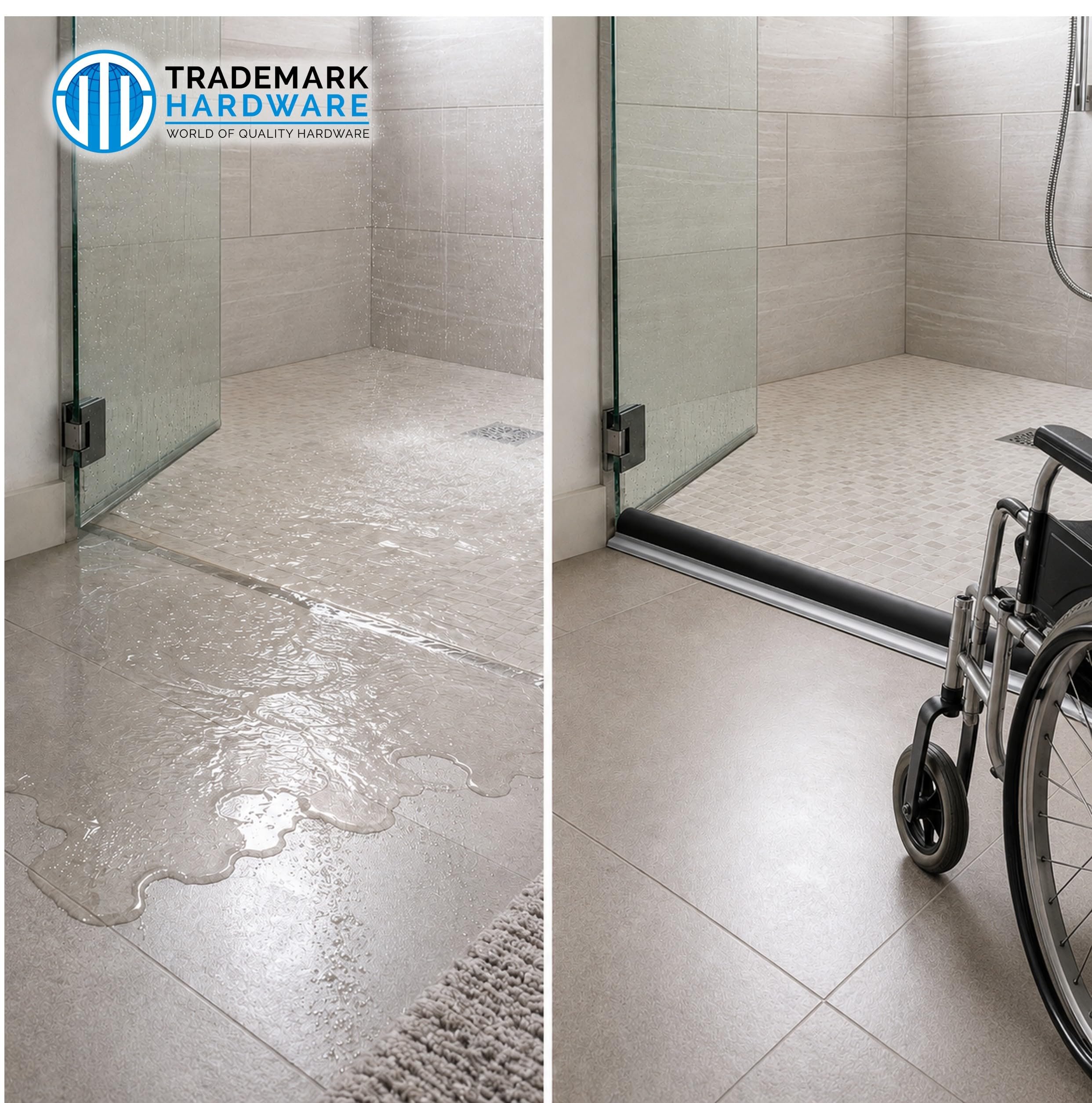 Collapsible Shower Threshold Water Dam, Shower Water Guard, ADA